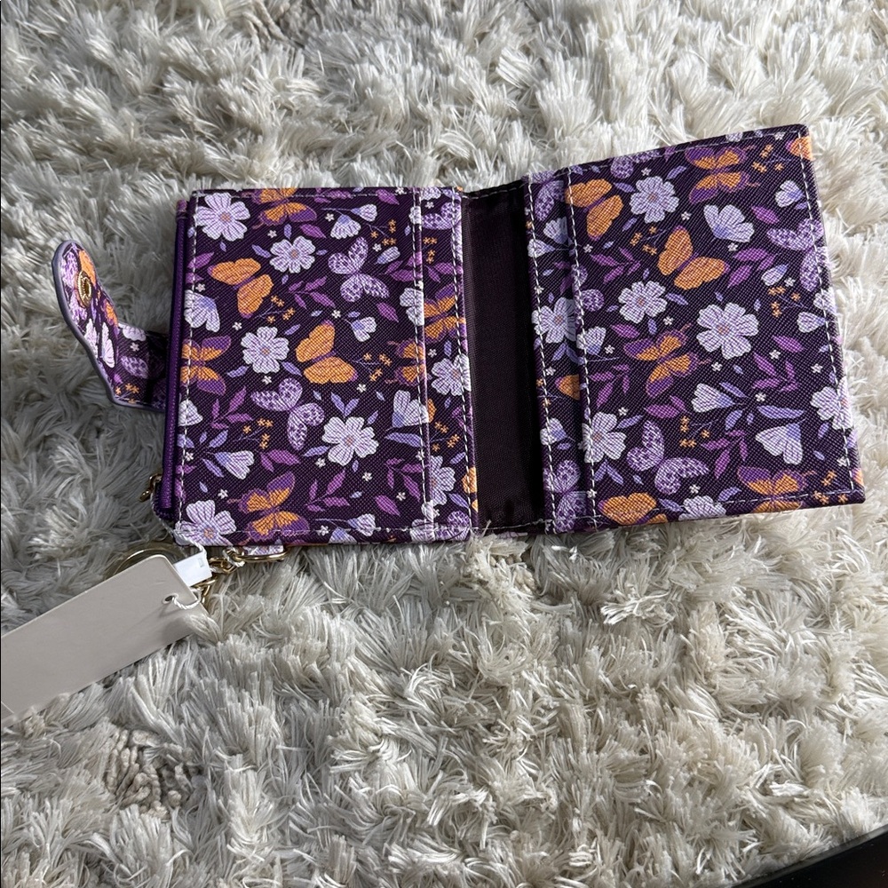 Floral Purple and Orange Butterfly Wallet - Picture 3 of 9